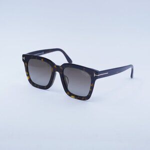 Tom Ford Sari FT0690-F 52 Sunglasses Havana Square Frame, Polarized Lenses